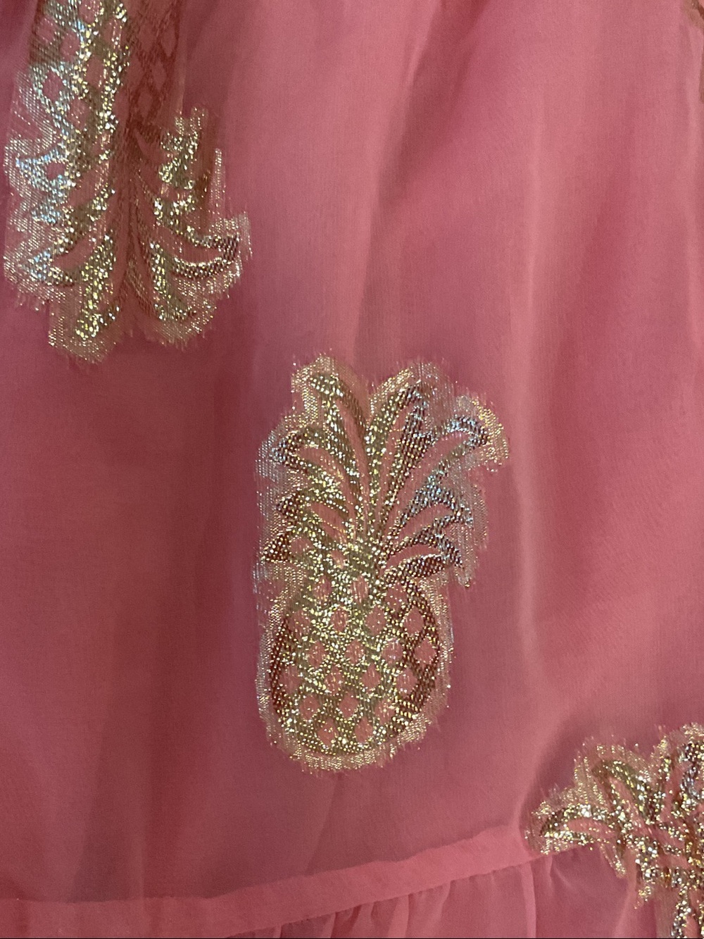 NWT, baby doll Simply Southern Pink Tiered Dress with Gold Foil Accents. - Picture 8 of 10